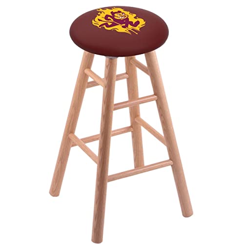 Holland Bar Stool Co. Oak Bar Stool in Natural Finish with Arizona State (Sparky) Seat by The