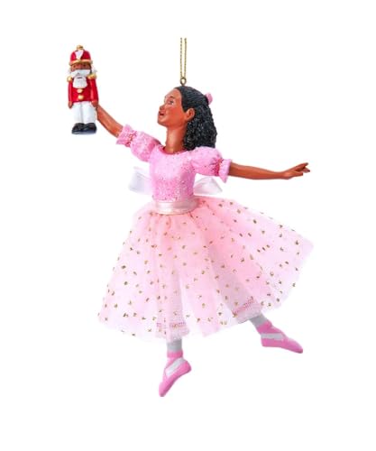 The Bridge Collection African American Clara Ballerina - Pink Ballet Nutcracker Ornament for Holiday Decor - Dancing Clara With Nutcracker Christmas Decoration