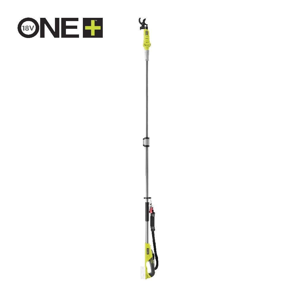 RYOBI - Coupe-Branches Télescopique 18V One + Lames Bypass 32 mm - Tête Articulée - Longueur 190 à 270 cm - avec Harnais Bretelle 1 batterie 2Ah compacte et 1 chargeur rapide