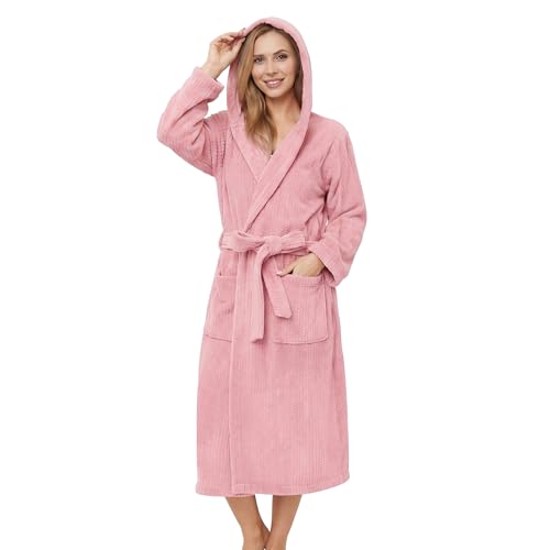 Image of PJGGZ Hooded Bathrobes for Women, Soft Long Towel Robes for Women - Quick Dry yet Warm