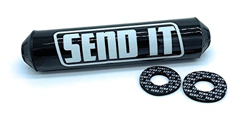 Image of SEND IT Handlebar Pad with FREE GRIP DONUTS - Universal Fit for Dirt Bikes and ATVs Crossbar (BLACK, Round)