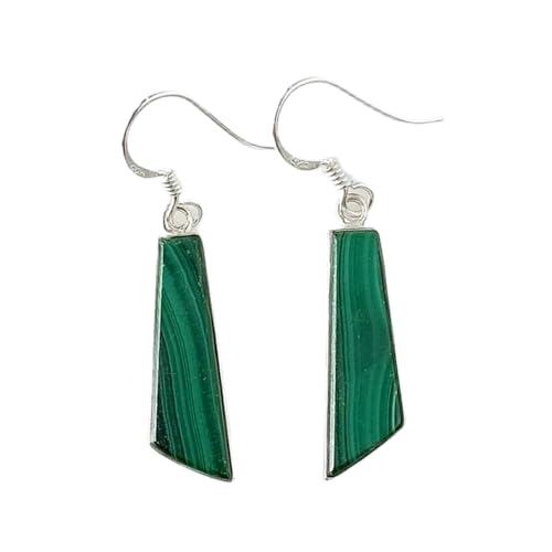Boucles d'oreilles malachite 40x8mm en argent 925