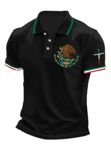 Mexican Independence Day Polo Shirt Mexico Flag Eagle Christian Cross Tshirt