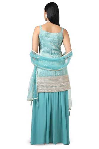 Image of Soch Womens Tissue Embroidered Suit Set With Sequins