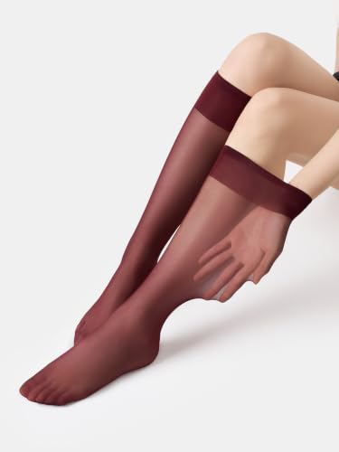 Image of MOOCHI Women's Sheer Knee High Stockings 6 Pairs 20 Denier Nylon Socks