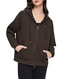 Orolay Sudadera deportiva con capucha y cremallera completa para mujer, manga larga, casual, para senderismo, entrenamiento, al aire libre, con bolsillos, Marrón, S