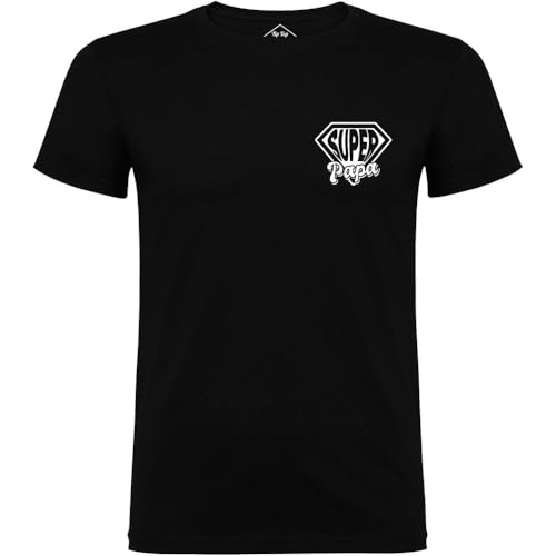 T-Shirt Homme Super Papa Noir le Cadeau Rempli d'Amour