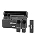 BOYA BY-V4U ピンマイク ワイヤレスマイク iPhone 15/16/17シリーズ対応 Type Cデバイス対応 4人用スマホマイク ノイズキャンセリング 200m伝送距離 18時間使用可能 小型 クリップ式 配信用マイク 全指向性 充電ケース付き vlog撮影/生放送/インタビュー等に対応(黒, USB-C)