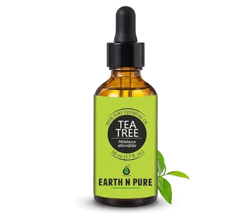 Image of Earth N Pure Tea Tree Essential Oil | 100% Pure Natural Therapeutic Grade | Steam Distilled Melaleuca Alternifolia Oil | For Diffuser, Aromatherapy, Hair Care, Skin Care & DIY | 50ml