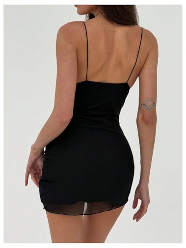 Milumia Women's Contrast Lace Cut Out Cami Dress Sexy See Through V Neck Backless Mini Dresses3