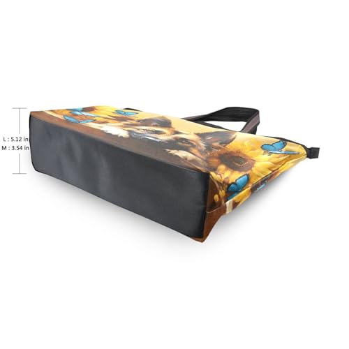 Bolso tote lindo para mujeres con diseño de perro pastor alemán, bolso de mano duradero con cremallera para uso diario miniatura 4