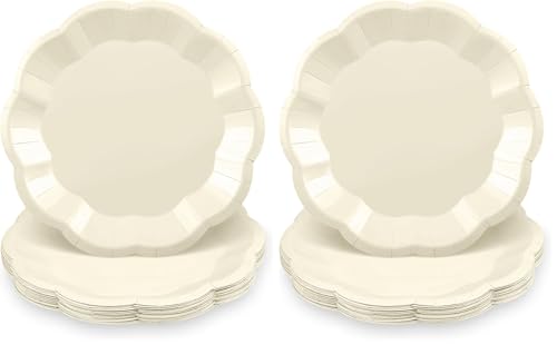 Image of NatNarr 30pcs Ivory Paper Plates 7 In Small Cream Paper Plates Disposable Beige Wedding Plate Dessert Cake plate for Wedding, Birthday, Baby Shower (Pack of 2)