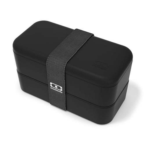 monbento - MB Original bento box noir Onyx Made in France - Lunch box hermétique 2 étages - Boîte repas idéale pour le travail/école - sans BPA - durable et sûre