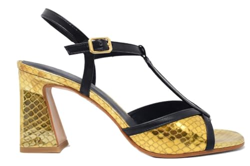 Sandales à talons Joni 30064 : Fini le mal de pieds en cuir gravé noir