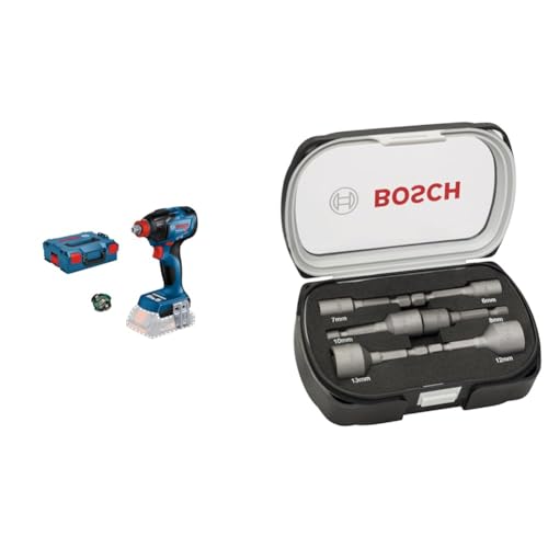 Bosch Professional boulonneuse sans-fil GDX 18V-210 C (sans batterie ni chargeur, avec 1 module Bluetooth Low Energy GCY 42, L-BOXX 136) + 2608551079 Set de 6...