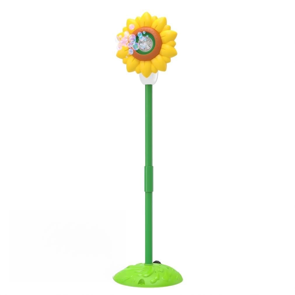 Automatische Seifenblasenmaschine Automatische Seifenblasenmaschine für Kinder, Sonnenblume Stehfackel mit Spray, Lichtern & Musik Gelb