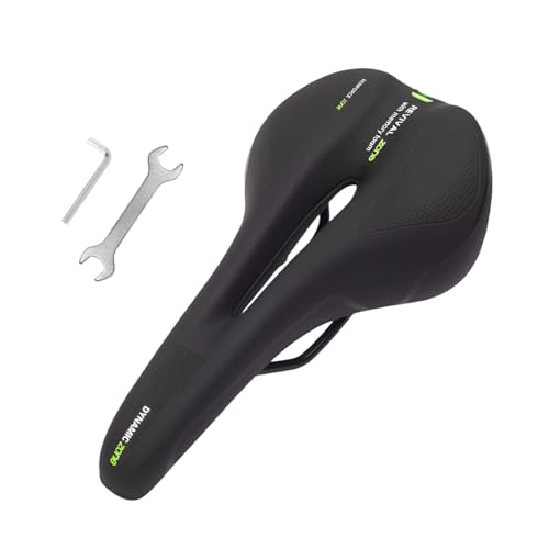 Yunova Bike Seat for Men and Women - Comfortable Bicycle Saddle with Triple Shock Absorption Waterproof PU Leather Ergonomic Wide Design Reflective Strip for Road and Mountain Bikes
