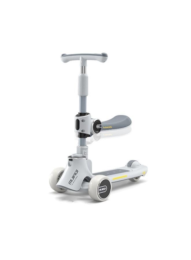2-In-1 Foldable Kick Scooter For Kids With Removable Seat And Adjustable Handlebar Multicolor Easylife-03458