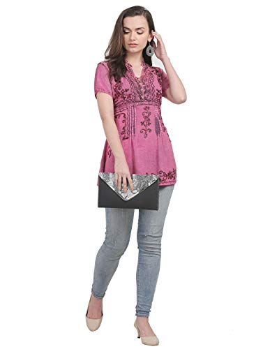 Image of Women's Rayon Pink Embroidery Top