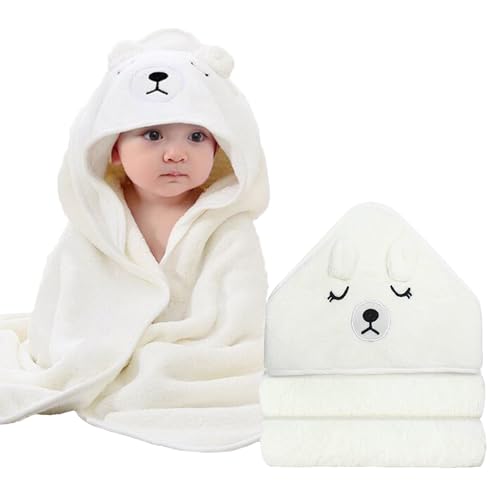 Image of ROXANEPIG Hooded Baby Towels - Premium Ultra Soft Organic Baby Bath Towel – Absorbent and Hypoallergenic Towels for Baby Boy Girl, Toddler, Newborn Essentials (1 Pack Bear)