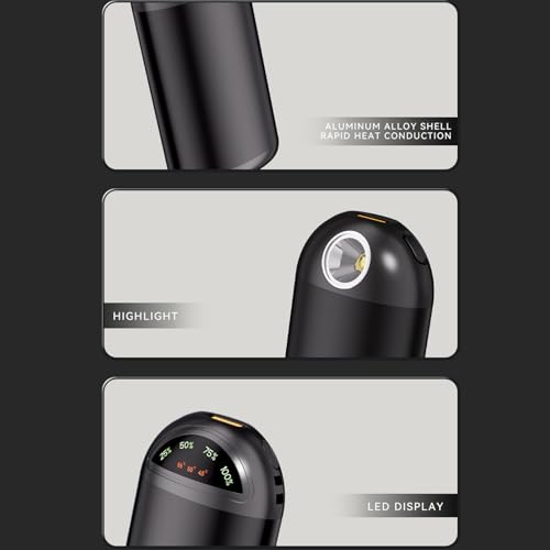 Calentadores De Manos Cargables,Batería Externa Calentador De Manos 5000mAh con Luz - Bolsillo Térmico para Senderismo Camping Deportes Exteriores Invierno - imagen 7