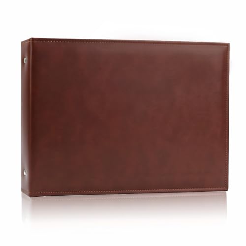 Leather Photo Album 4x6 420 Pockets Large Capacity Refillable 3-Ring Binder Picture Album with Memo Space Holds Horizontal and Vertical Photos Vintage Memory Book with Gift Box for Wedding Family