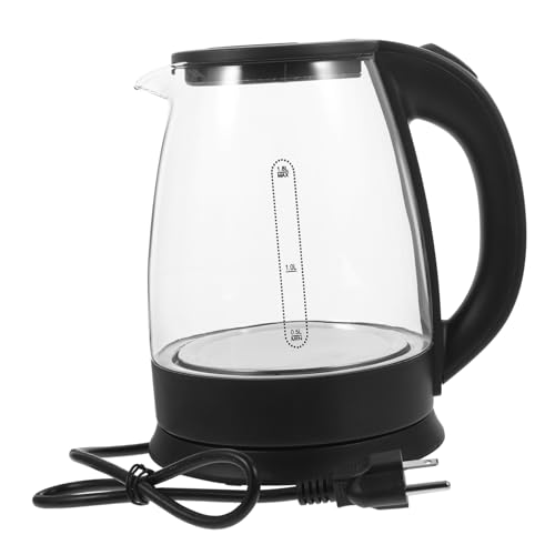 Hervidor eléctrico Mikinona 1.8L de vidrio borosilicato negro miniatura 1