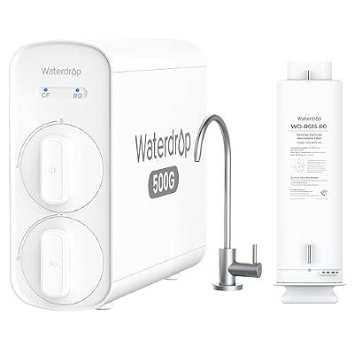 Waterdrop G5P500 Reverse Osmosis Water Filter with WD-G5P500-RO Filter, NSF/ANSI 372 Certified, 7 Stage Reverse Osmosis System, 500G RO Water Filtration System, 2:1 Pure to Drain, Bundle