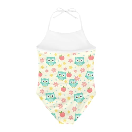 Image of KiuLoam Orange Pink Tropical Leaf Girls One Piece Swimsuit Quick Dry Beach Swim Bathing Suit for 3-8 Years Little Girls