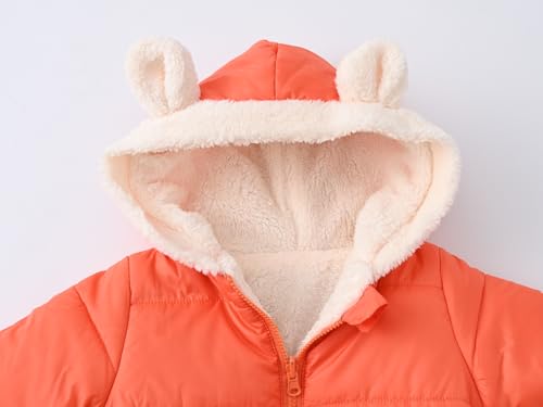 Boys And Girls Cute Ears Funny Hooded Solid Kid Winter Coat Long Sleeves Quilted Warm Comfy Zipper Jacket 1-7 Years4