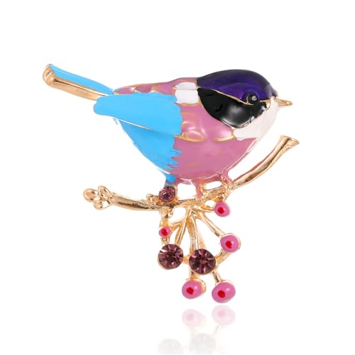 Image of coadipress Colorful Birds Brooch Pins Crystal Rhinestone Branch Bird Brooch Cute Enamel Animal Magpie Hummingbird Pin Fashion Jewelry Accessories Gifts