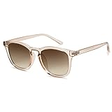 SOJOS Polarized Sunglasses for Women Men Classic Vintage Style Shades SJ2155, Clear/Brown