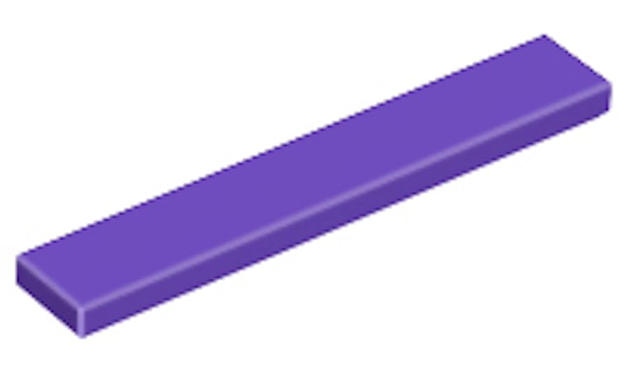 LEGO Tile 1 x 6, Part Number 6636 (Dark Purple, 5, Bricks), Multicoloured, Standard