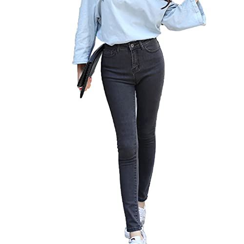 Maiyifu-GJ Women High Waist Skinny Ankle Jeans Casual Straight Leg Pencil Denim Pants Boyfriend Slim Fit Washed Stretch Jean (Dark Grey,30)