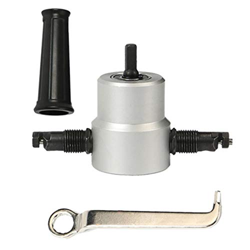 Dual Head Sheet Metal Cutting Nibbler Hole Saw Cutter Electric Drill Attachment Paperboard Package