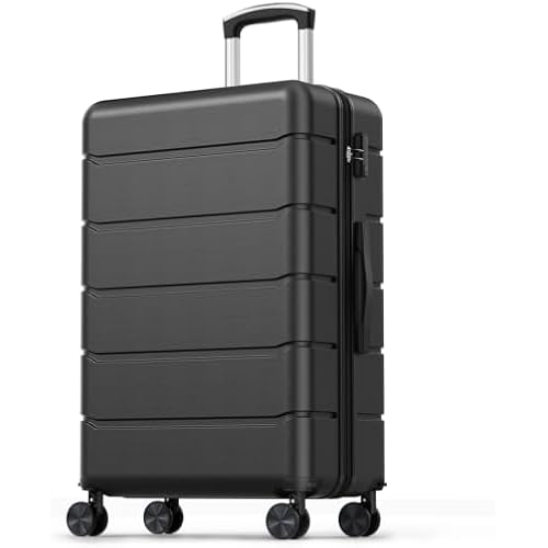 Sweetcrispy 28 Inch Checked Luggage, Hard Shell Suitcase, Black