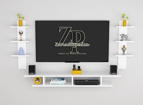 Zanaatopedia TV Entertainment Unit for Living Room/TV Stand Wall Mount/Engineered Wood TV Panel/Set-Up Box Holde/TV Cabinet for 43″ LCD(Tv Unit 32x 8 with 2 Ladder) Colour (White) Zanaatopedia TV Entertainment Unit for Living Room/TV Stand Wall Mount/Engineered Wood TV Panel/Set-Up Box Holde/TV Cabinet for 43″ LCD(Tv Unit 32x 8 with 2 Ladder) Colour (White)