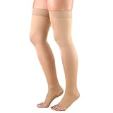 Truform Women's Compression Stockings, 20-30 mmHg, Thigh High Length, Open Toe, Opaque, Beige, Medium (20-30 mmHg)