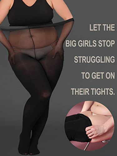 Honenna Queen Plus Size Tights, 20+ Colors Women'S Curves Semi Opaque Stockings Nylons Pantyhose 1X 2X 3X 4X 5X 6X thumb #3