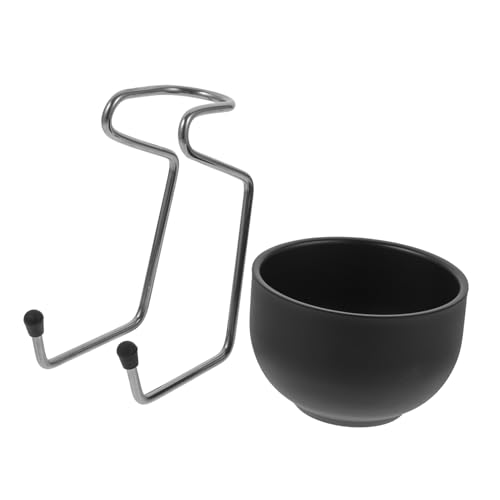 IWOWHERO Men's Shaving Soap Bowl Stainless Steel Soap Bowl Set Holder Beard and Care Kit