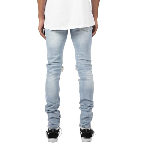 Skinny Fit Ripped Jeans for Men – Slim Distressed Denim Pants with Hole, Black4