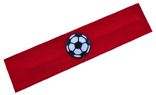 Funny Girl Designs Cotton Soccer Ball Patch Stretch Headband for Girls Teens and Adults - Soccer Team Gifts