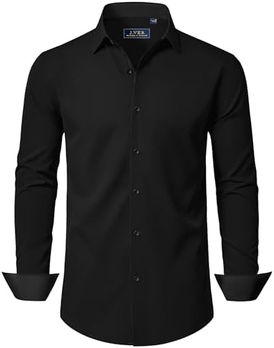 J.VER Hemd Herren Langarm Stretch Herrenhemden Regular Fit Businesshemd Männer Hochzeit Hemden Klassisch Mordern Bügelleichtes Anzughemd