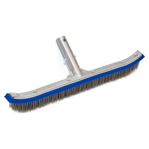 Woodside 18” Aluminium Swimming Pool Cleaning Brush Head, Heavy Duty Indoor/Outdoor Pool Brush for Walls, Tiles, Floors & Steps, Stainless Steel Bristles