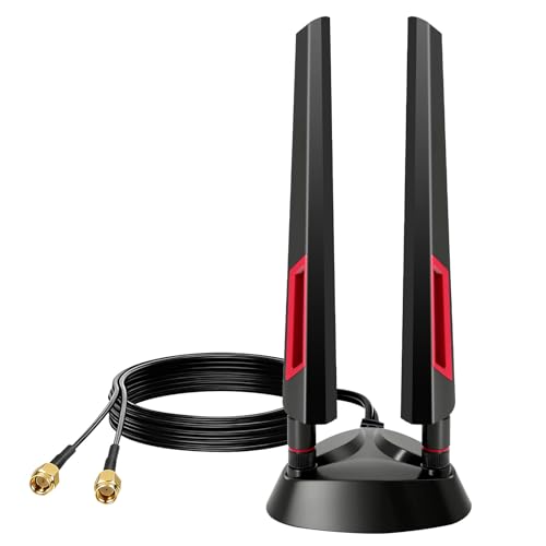 WiFi 6E Tri-Band 2.4GHz 5.8GHz 6GHz Magnetic Base Antenna Aerial for PC Desktop Computer Gaming Motherboard PCI-E Wireless Router Hotspot