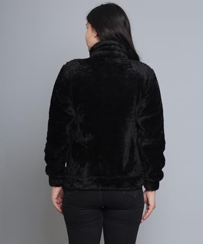Image of Women's Ultra-Soft Plush Fleece Winter Jacket with High Neck & Full Front Zipper | Warm Cozy Fur Coat for Casual, Travel, Outdoor & Daily Cold Weather Wear