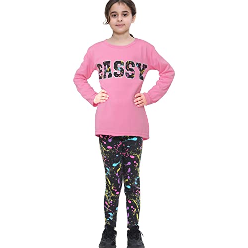 Image of A2Z 4 Kids Girls Love Crop Top T-Shirt And Splash Fashion Leggings Girls Pants Kids Outfit Sets Age 5-14 Years