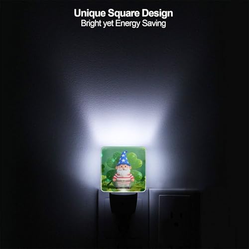 Image of Clovers Gnomes Leaves LED Plug-in Night Light 2-Pack, Auto Sensor Nightlights Set of 2 for Bedroom Bathroom