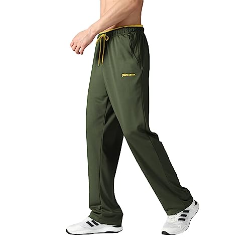 favmartha Men's Lightweight Sweatpants with Zipper Pockets Open Bottom Athletic Loose Fit Joggers Pants for Workout,Training(Green S)