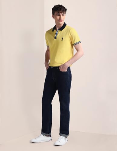 Image of U.S. Polo ASSN. Solid Slim Fit Polo T Shirts for Men - 100% Cotton, Half Sleeve Mens Tshirt